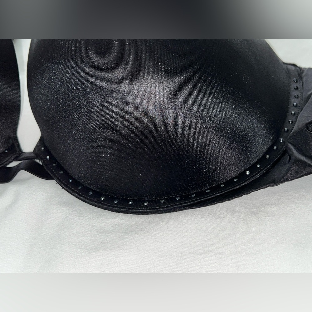 NWOT Victoria’s Secret Very Sexy Black & Black Rhinestones Push Up Bra 34F (DDD) - Picture 4 of 10